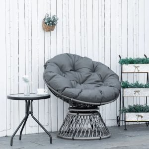 17 Stories Freeburg Garden Chair with Cushion brown/gray/white 86.0 H x 97.0 W x 87.0 D cm