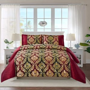 Astoria Grand Casarez Burgundy Jacquard 3 Piece Bedspread Set brown/red/yellow 260 x 270cm Bedspread + 2 Pillowcases