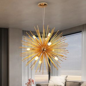 Fairmont Park 9-Light Gold Sputnik Chandelier Astra Sputnik Satellite Pendant Light Mid Century Starburst Chandelier pink/yellow 60.0 H x 60.0 W x 60.0 D cm