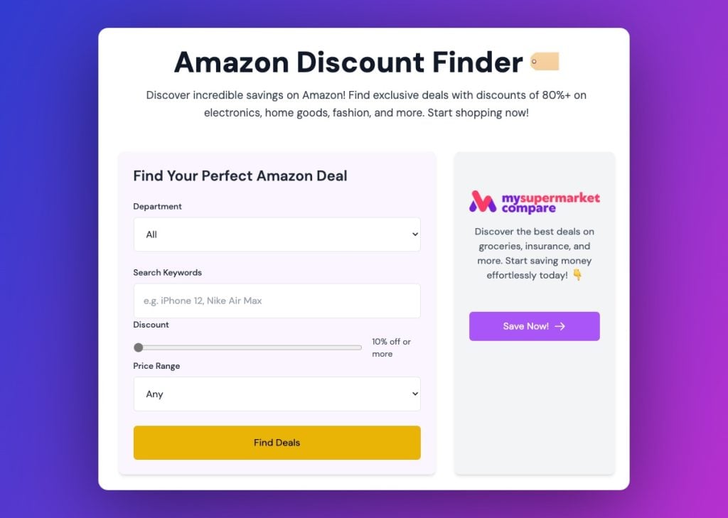 Discover Hidden Amazon Deals with Our Free Amazon Discount Finder 🏷️