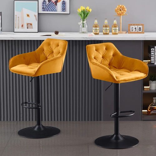 Fairmont Park Kafka Adjustable Swivel Velvet Upholstered Bar Stools ...